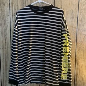 Black and White Striped Long Sleeved Shirt